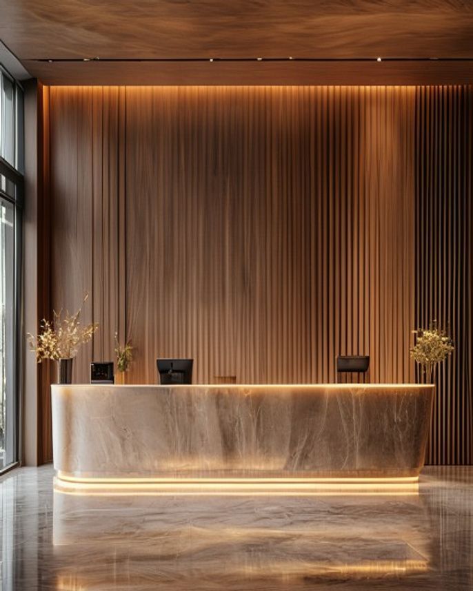Reception WPC fluted louver wall